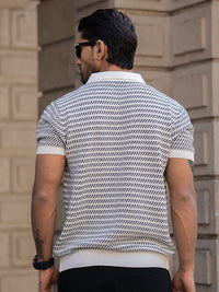 Powerlook Men Striped Polo Collar T-shirt