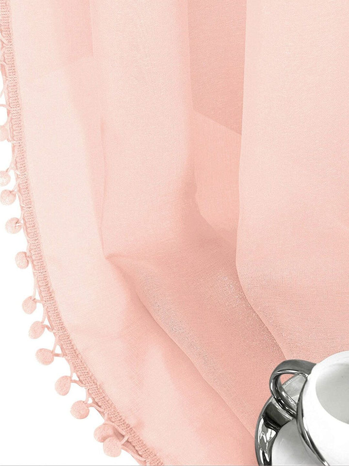 URBAN SPACE Pink 2 Pieces Linen Sheer Long Door Curtain