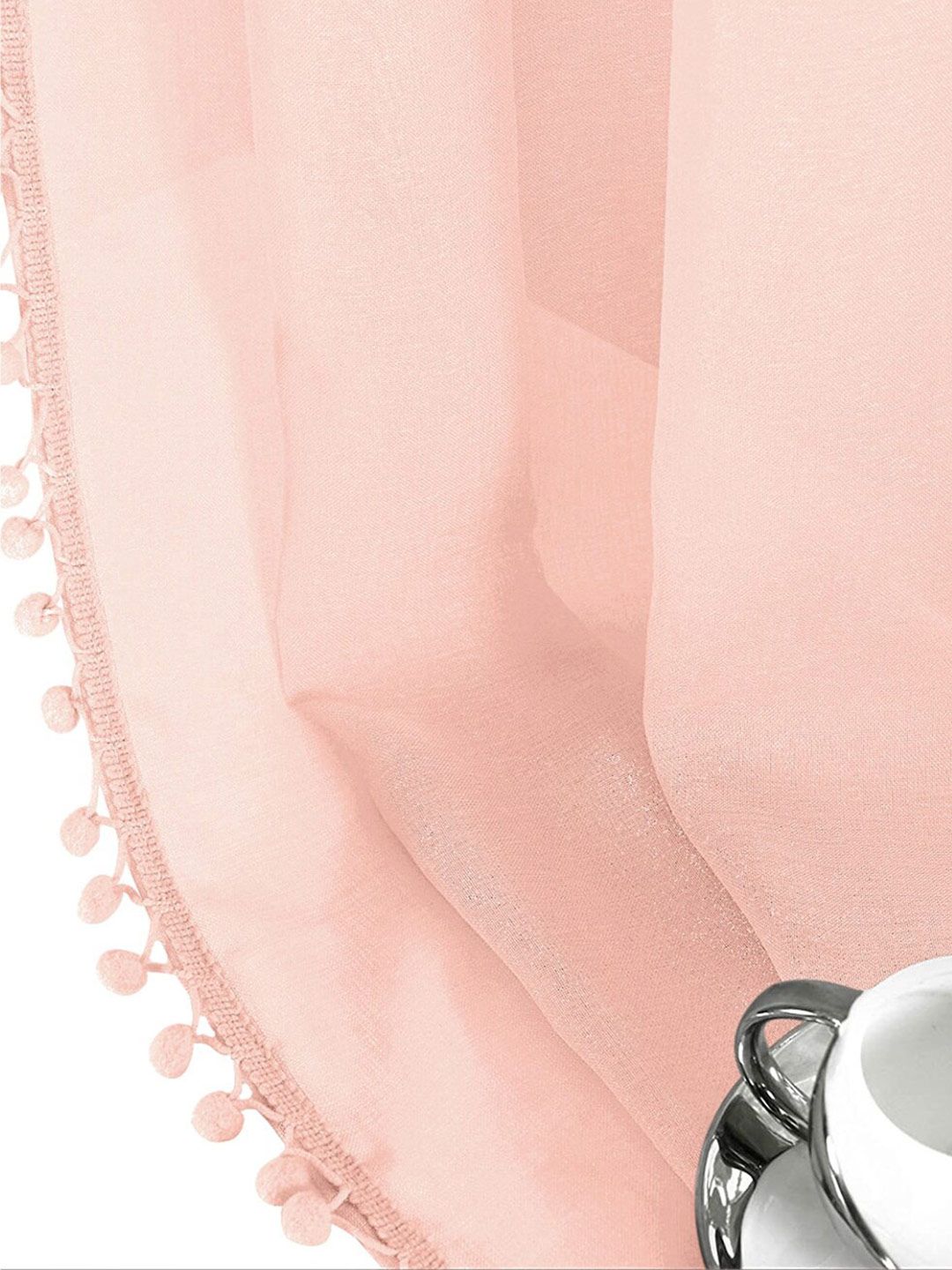 URBAN SPACE Pink 2 Pieces Linen Sheer Long Door Curtain