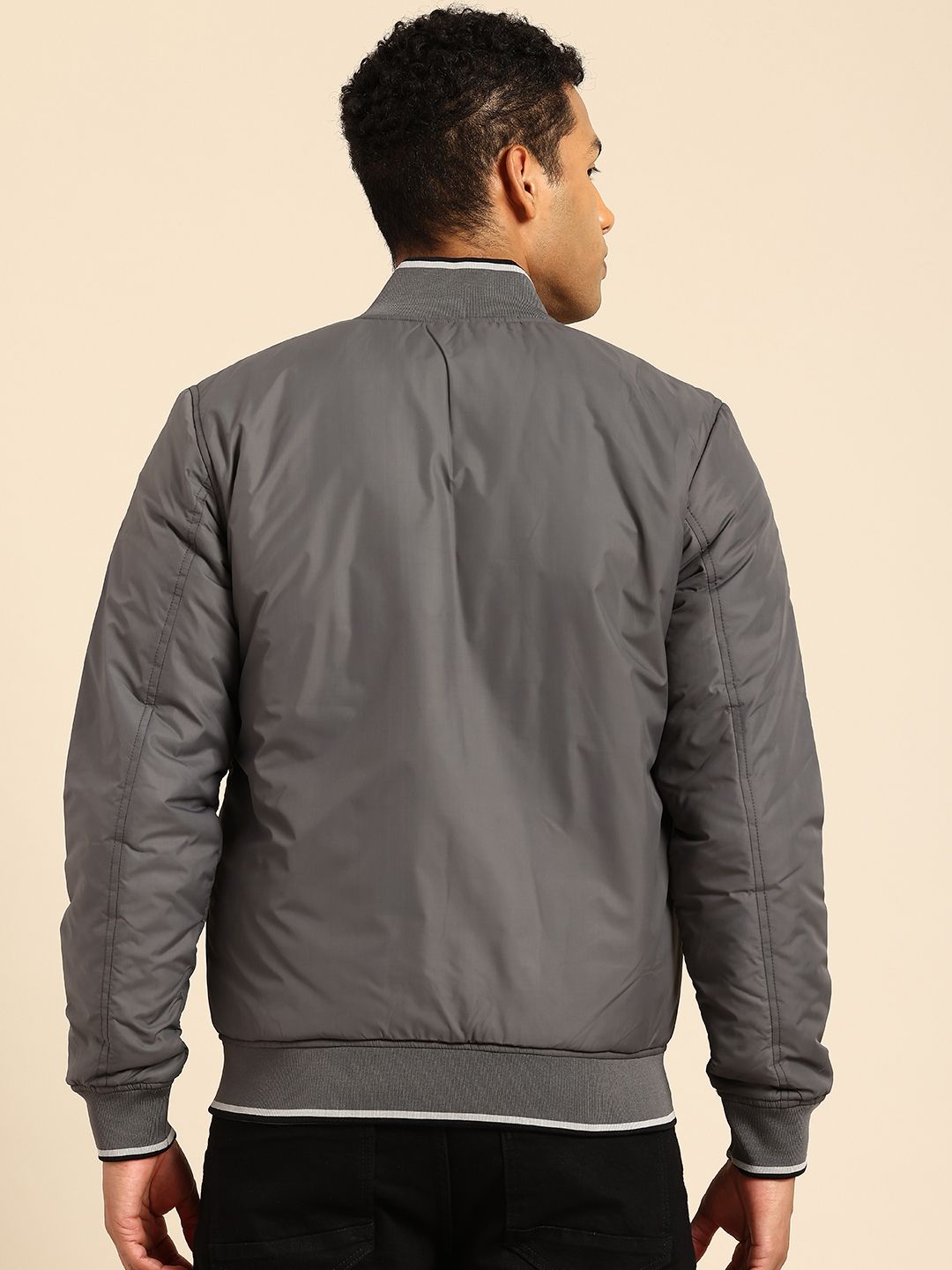 Being Human Padded Jacket with Ribbed Cuffs & Hem