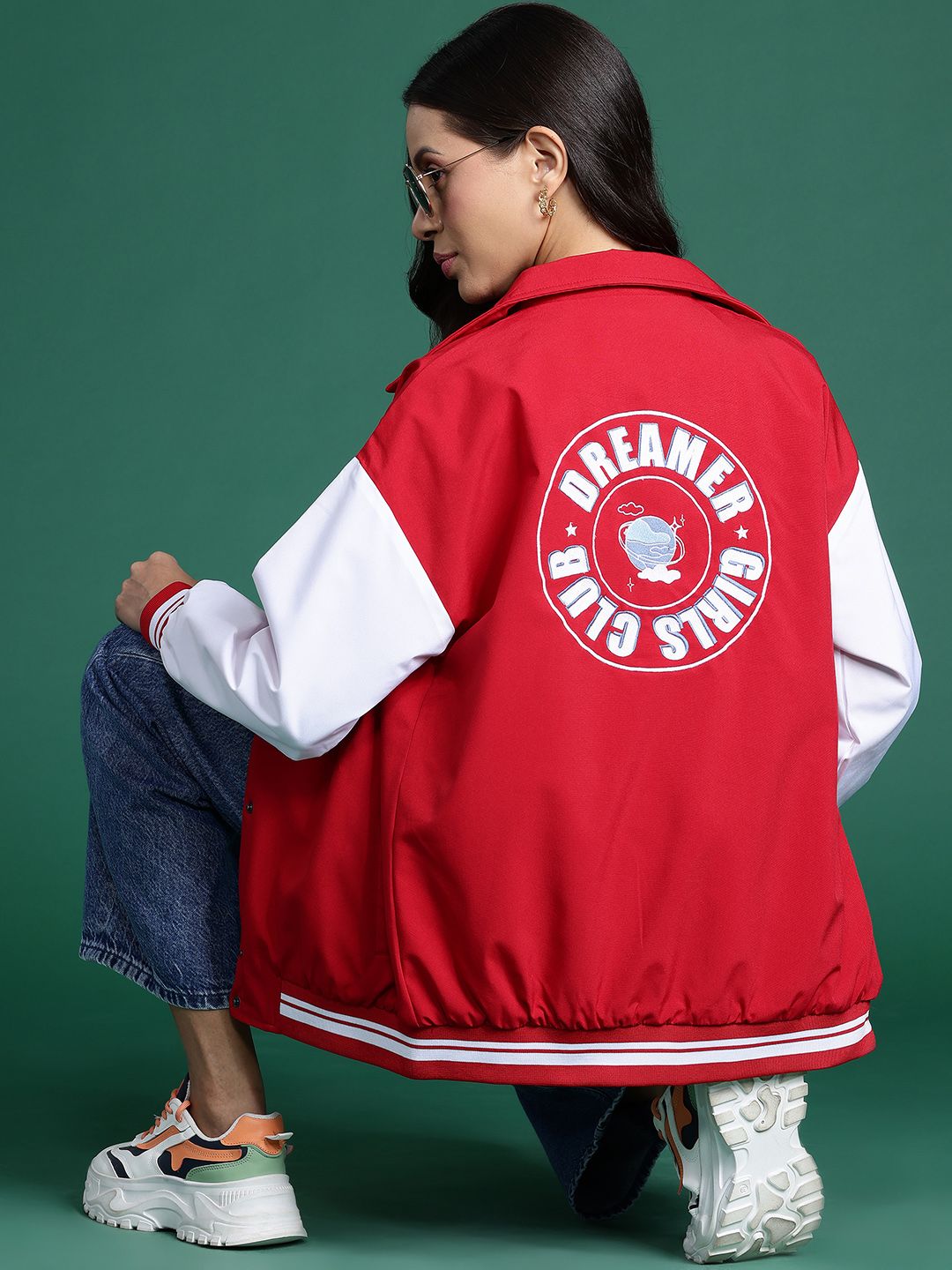 DressBerry Printed Longline Bomber Jacket