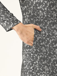 SOJANYA Men Grey & Black Woven Design Straight Kurta
