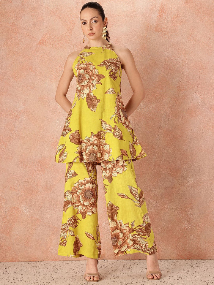 all about you Pure Cotton Floral Print Tunic with Palazzos