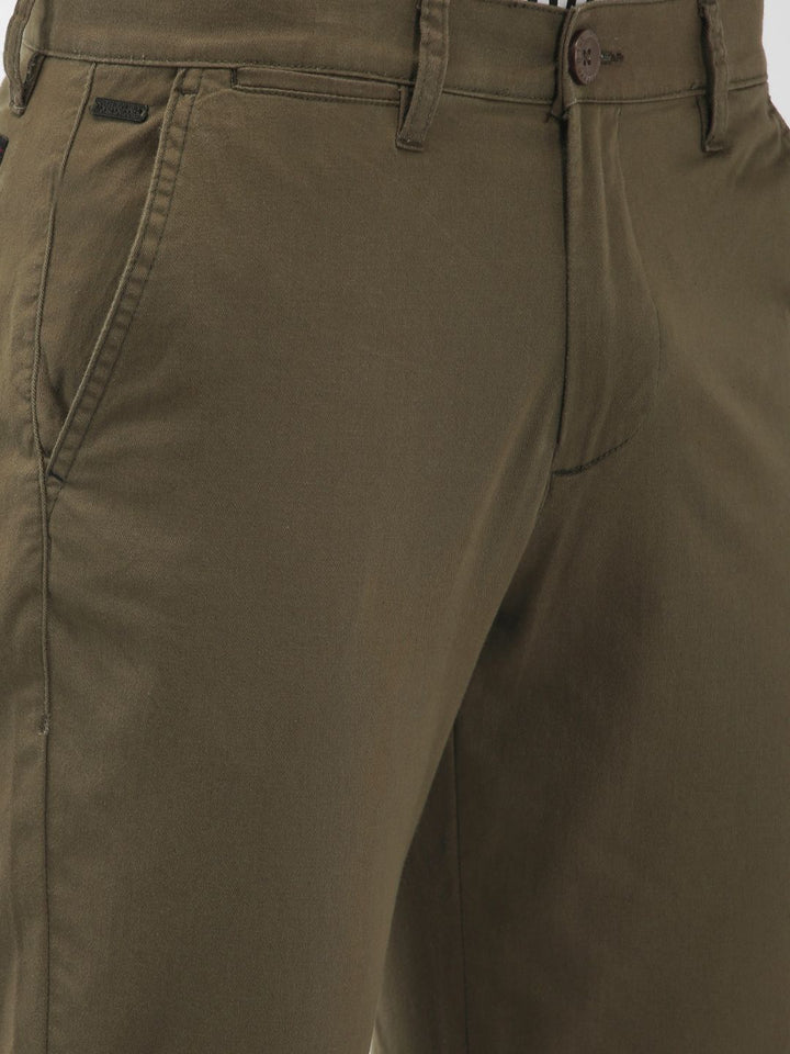 The Indian Garage Co Men Olive Green Slim Fit Solid Chinos