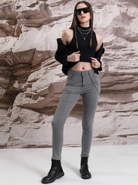 Basics By Tokyo Talkies Women Grey Skinny Fit Stretchable Jeans