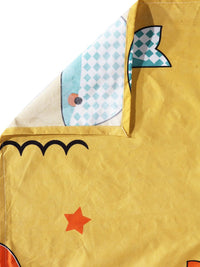 KLOTTHE Yellow Cartoon Characters Polycotton 300 TC Single Fine Bedsheet with a Pillow Cover-87 x 59 inches