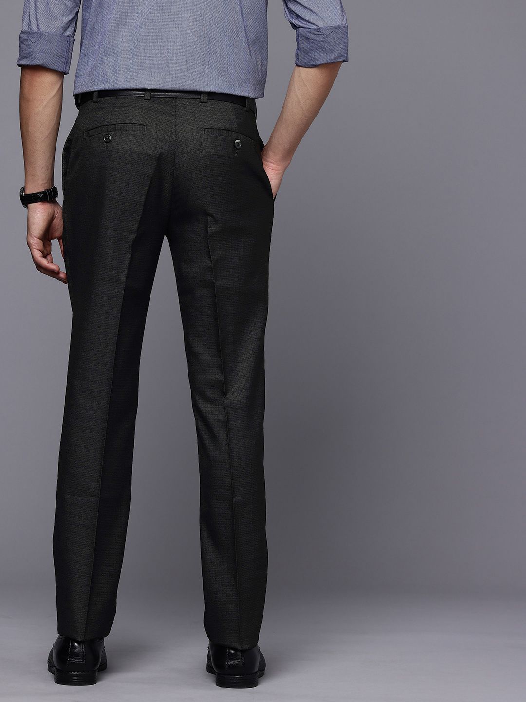 Raymond Men Self Design Textured Slim Fit Formal Trousers