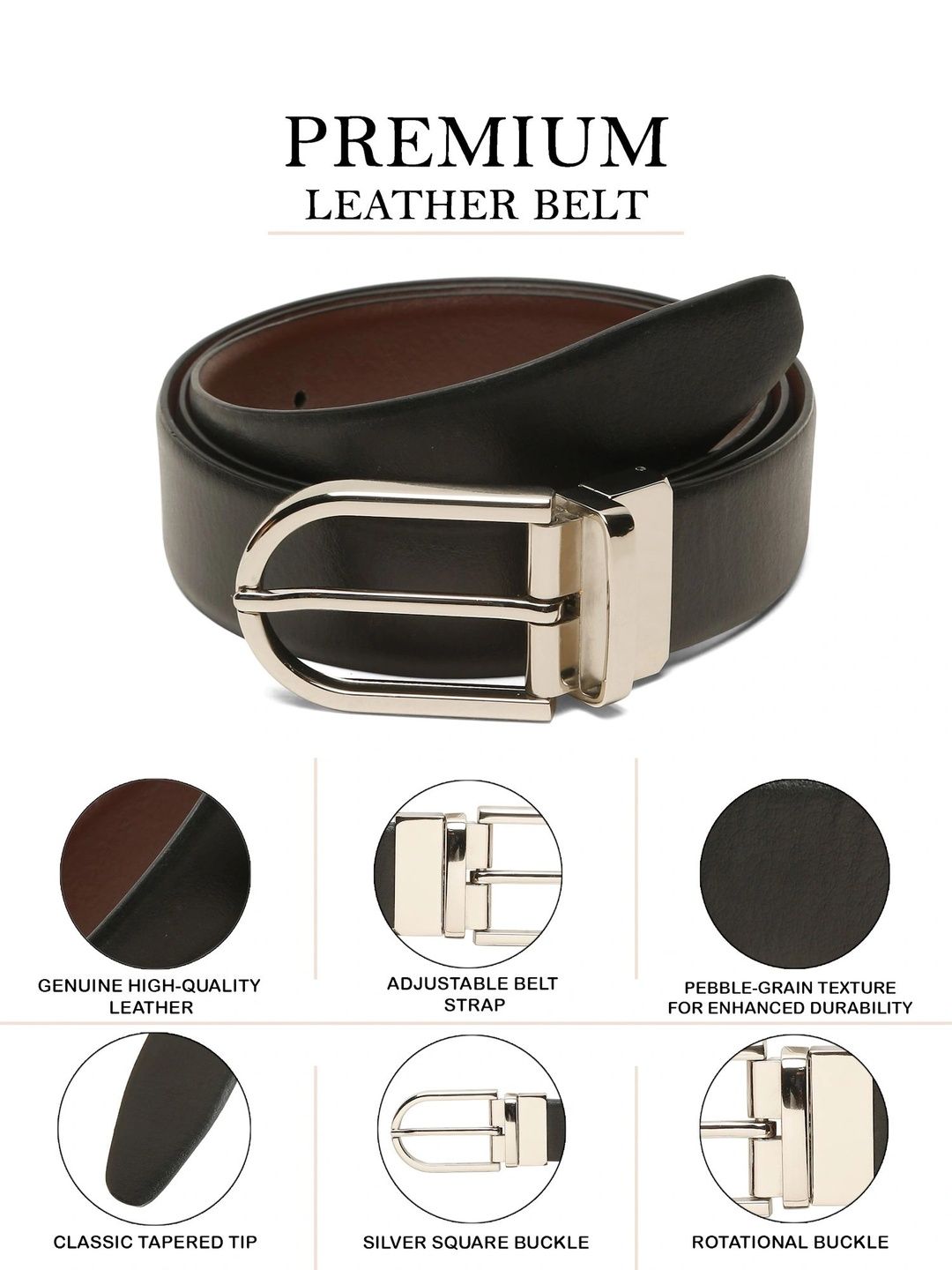Teakwood Leathers Men Leather Reversible Belt