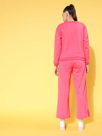 SASSAFRAS Women Pink & Black Printed Sweatshirts and Trousers