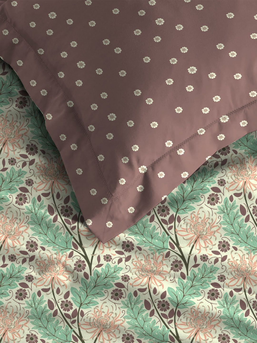 MYTRIDENT Brown Comfort Living Flat 120TC Queen Cotton 1 Bedsheet with 2 Pillow Covers