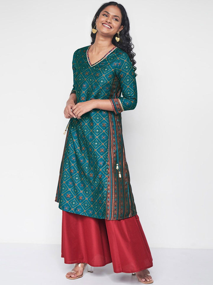 Global Desi Geometric Printed Kurta