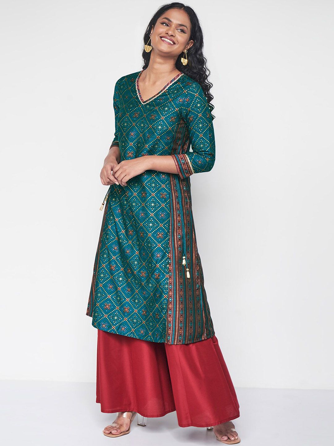 Global Desi Geometric Printed Kurta