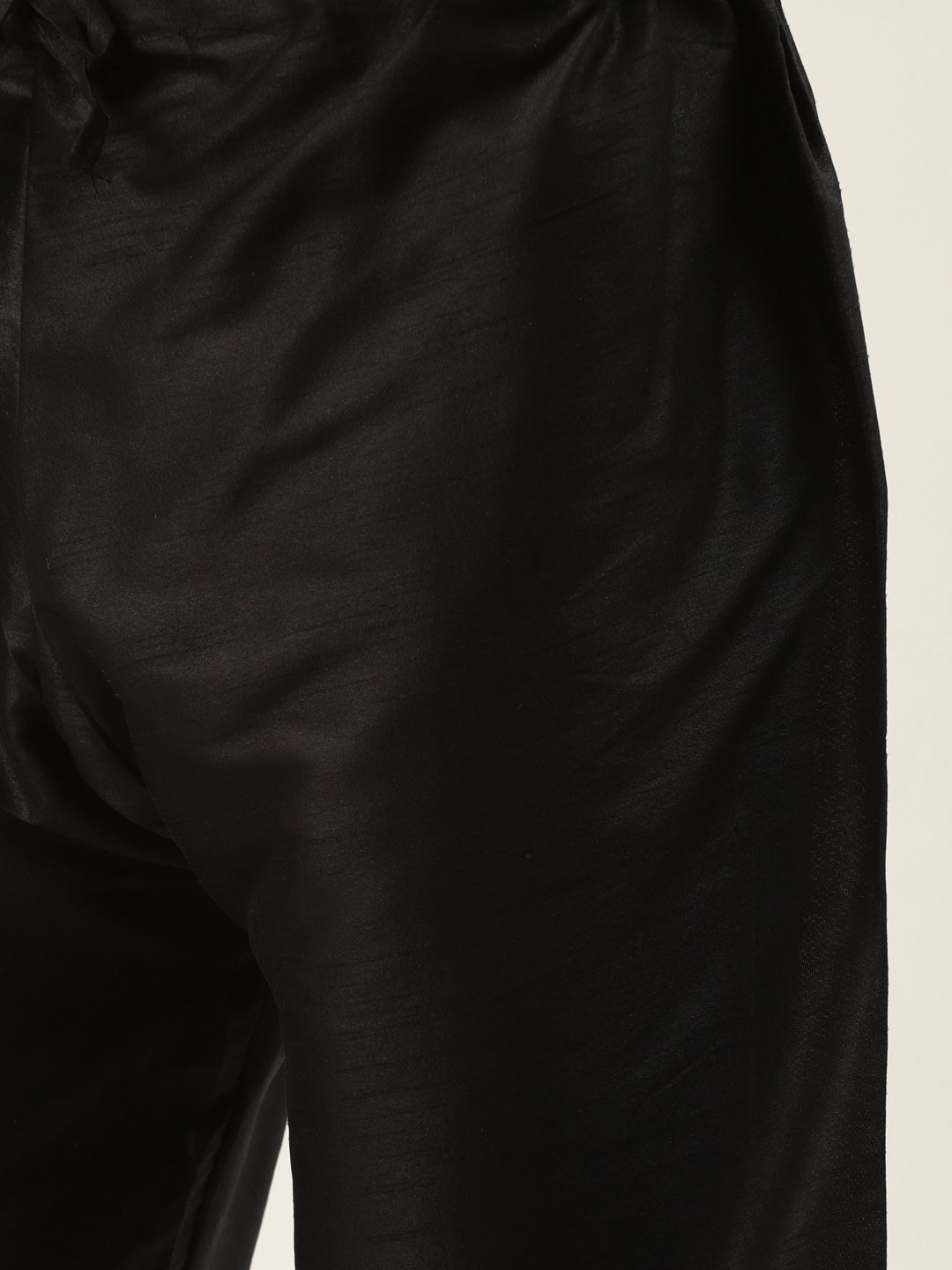 SOJANYA Men Black Kurta with Churidar & Nehru Jacket
