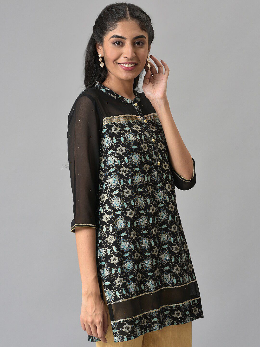 AURELIA Festive Floral Print Kurta