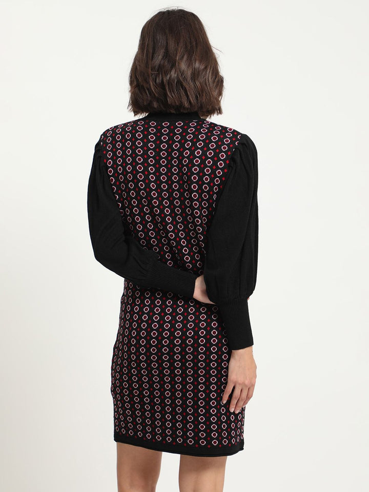 RAREISM Geometric Self Design Acrylic Longline Pullover