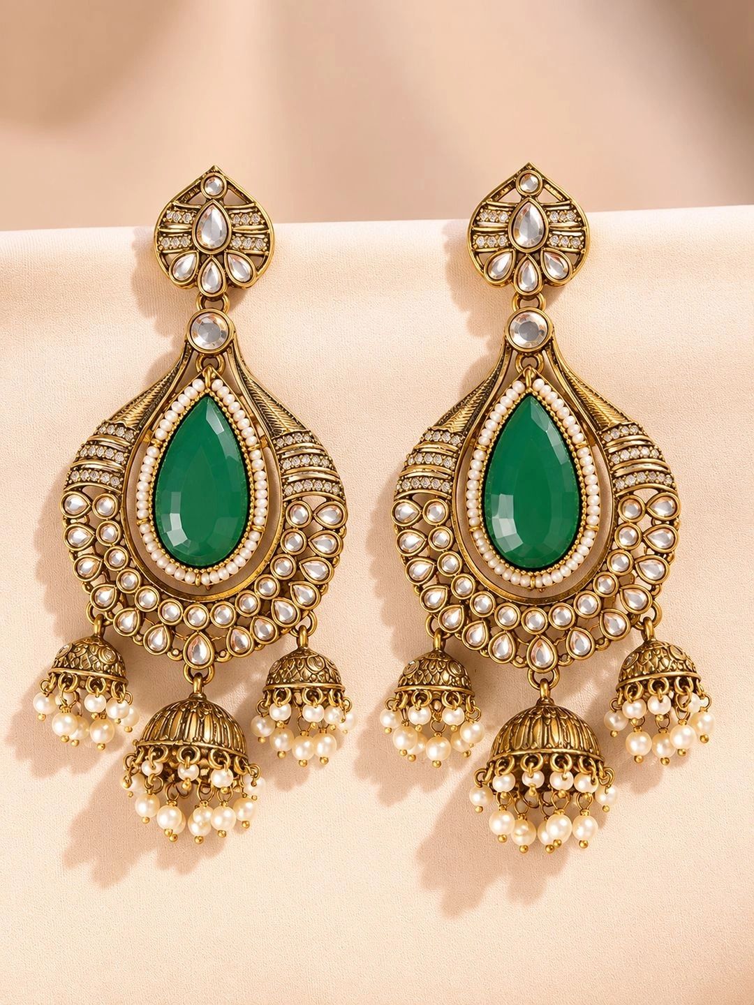 PANASH Teardrop Shaped Jhumkas Earrings