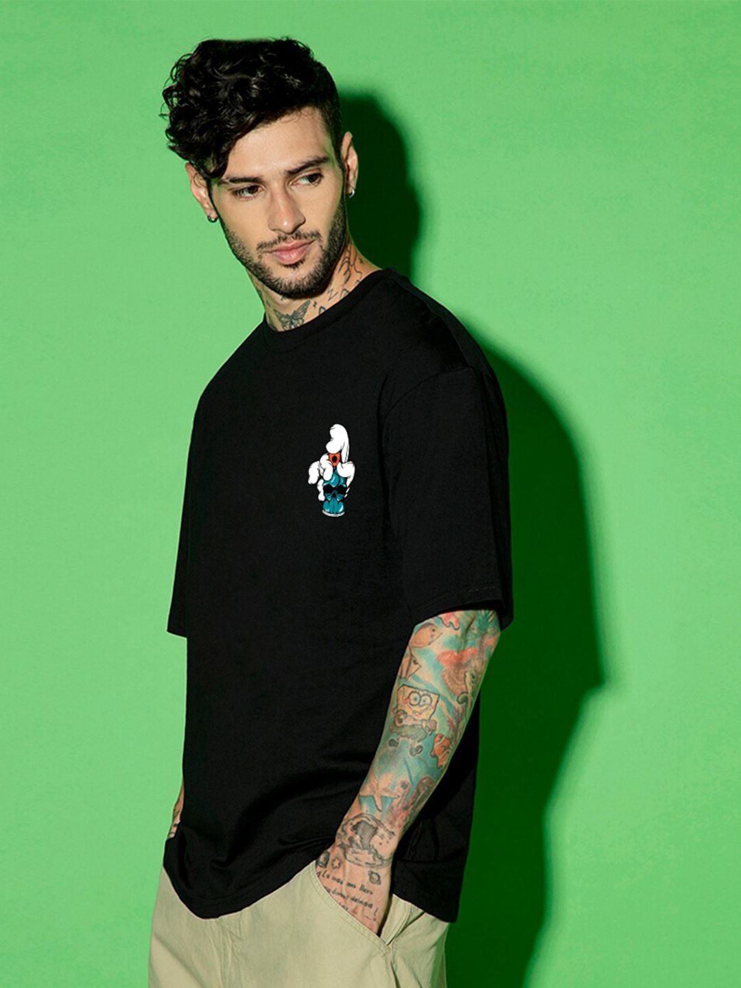 Bewakoof Typography Printed Drop-Shoulder Cotton Oversized T-shirt