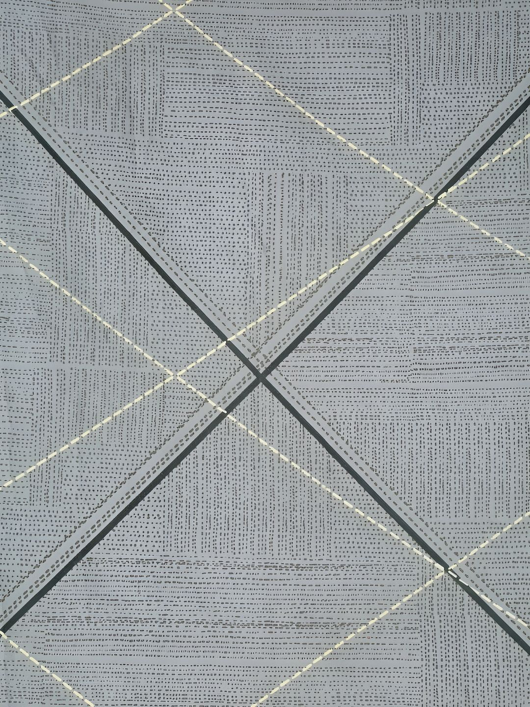 KLOTTHE Grey Geometric Cotton 300 TC King Bedsheet with 2 Pillow Covers-98 x 89 inches