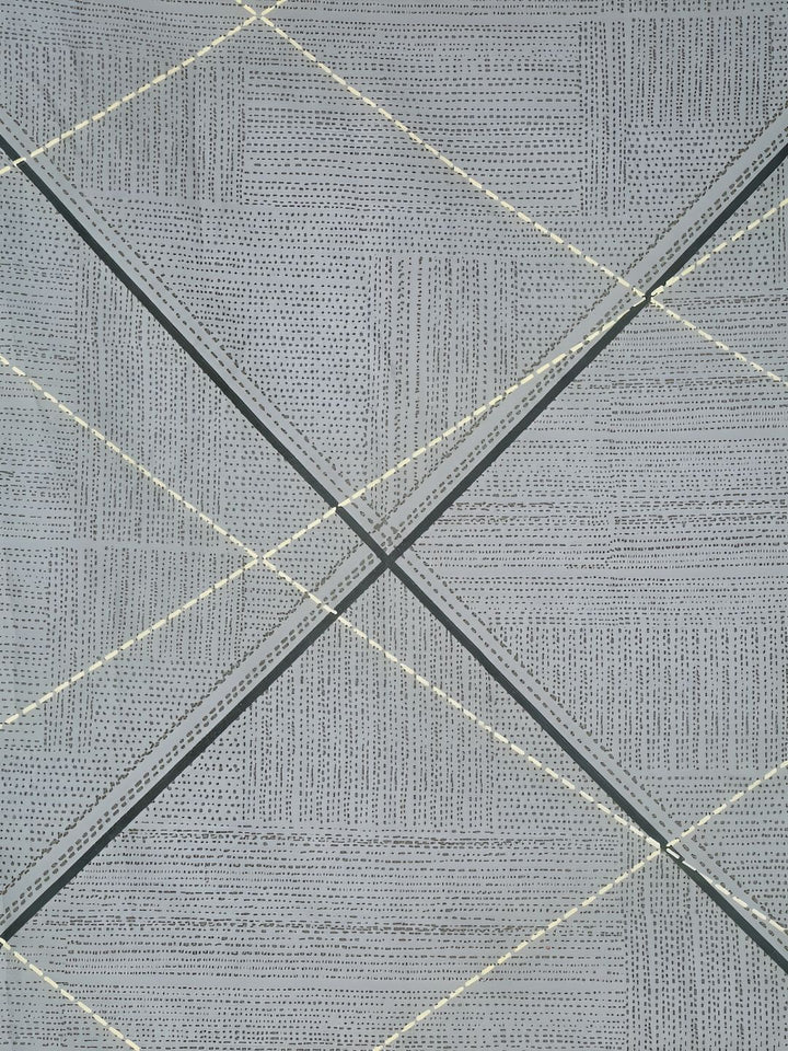 KLOTTHE Grey Geometric Cotton 300 TC King Bedsheet with 2 Pillow Covers-98 x 89 inches