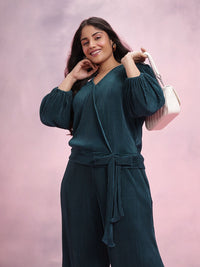 DressBerry Plus Size Solid Accordion Pleats Co-Ords