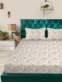 Myntra Elegant Homes Beige 300 TC King Bedsheet with 2 Pillow Covers