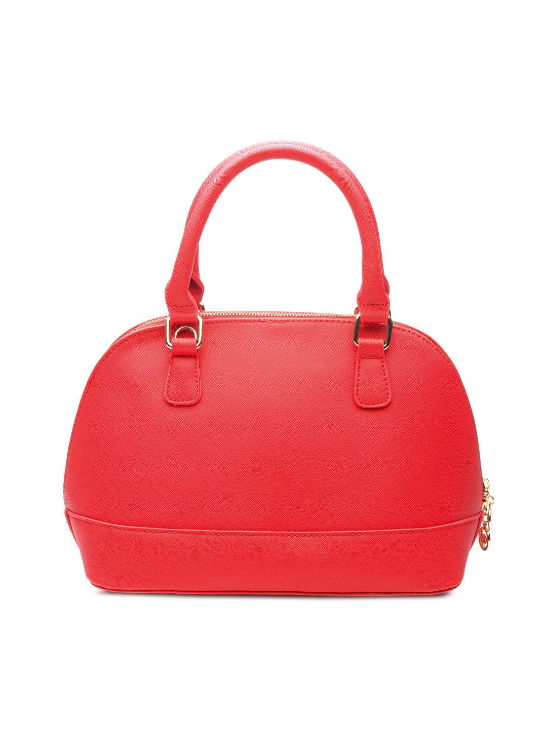 Lino Perros Red Solid Handheld Bag with Detachable Sling Strap