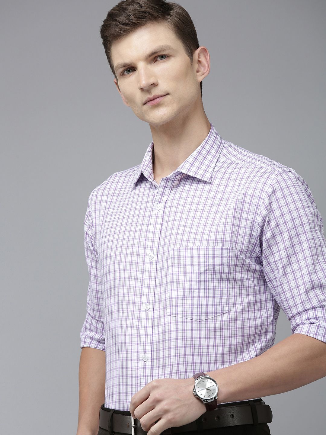 Park Avenue Slim Fit Pure Cotton Checked Formal Shirt