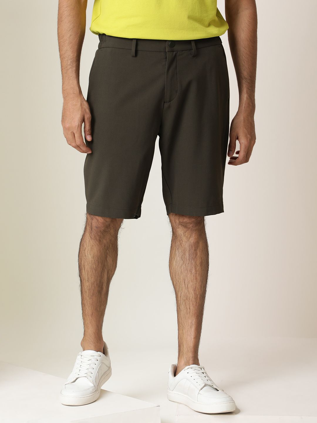 RARE RABBIT Men Trip Mid Rise Slim Fit Shorts