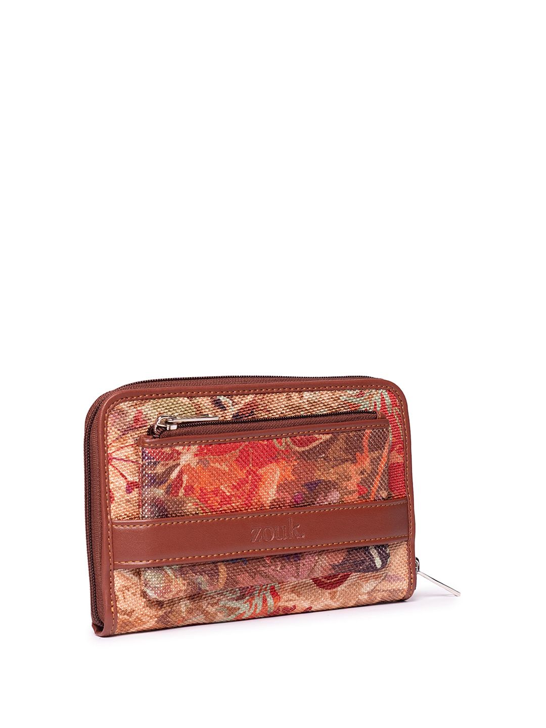 ZOUK Women Flolov Classic Abstract Printed Fabric Zip Around Wallet