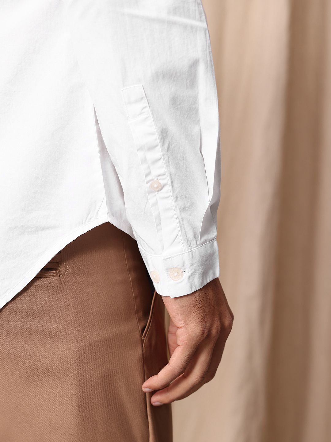 Mr Bowerbird Pure Cotton Button Detail Tailored Fit Casual Shirt