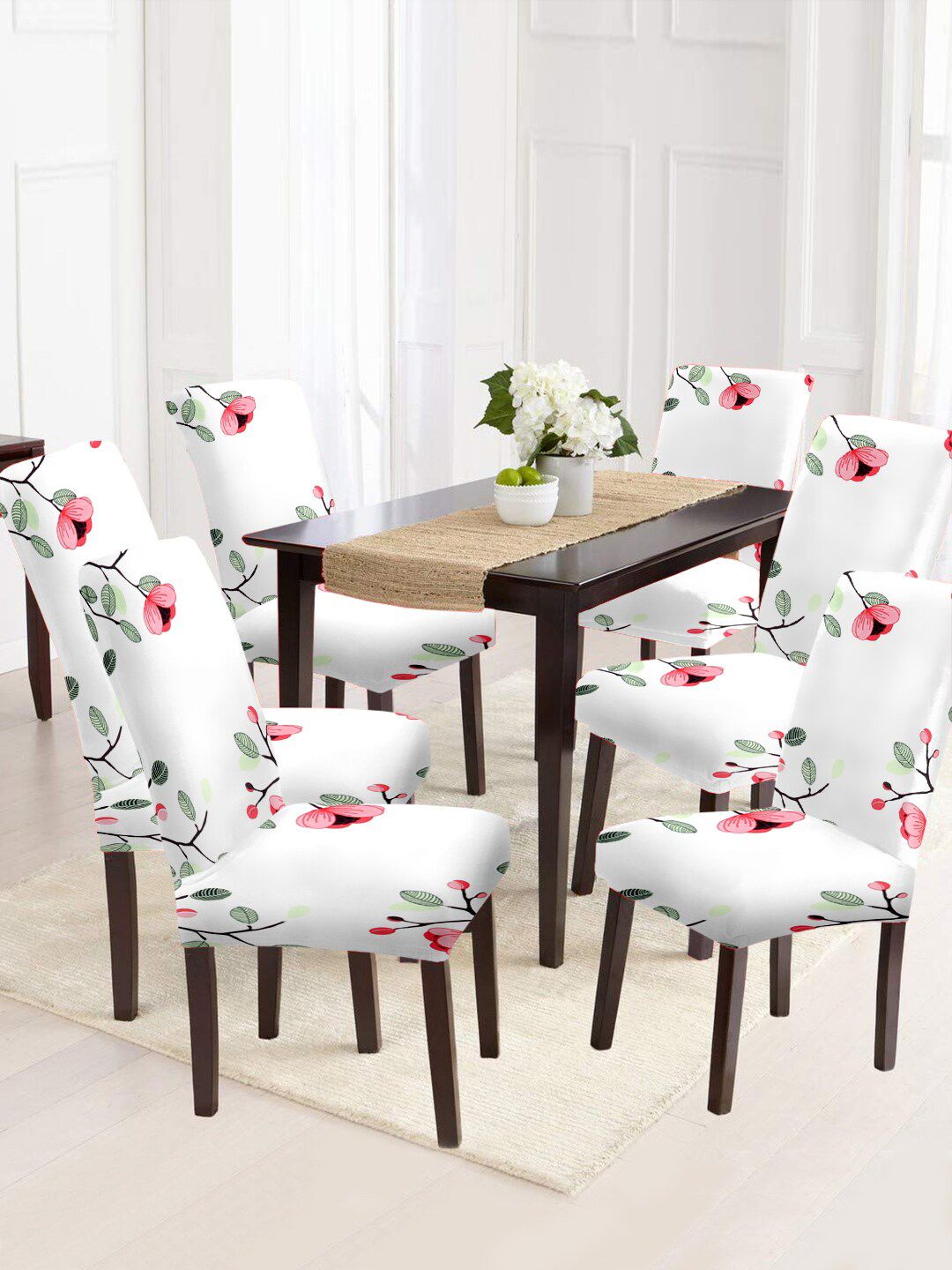 Cortina Unisex Set Of 6 Floral Printed Chair Covers