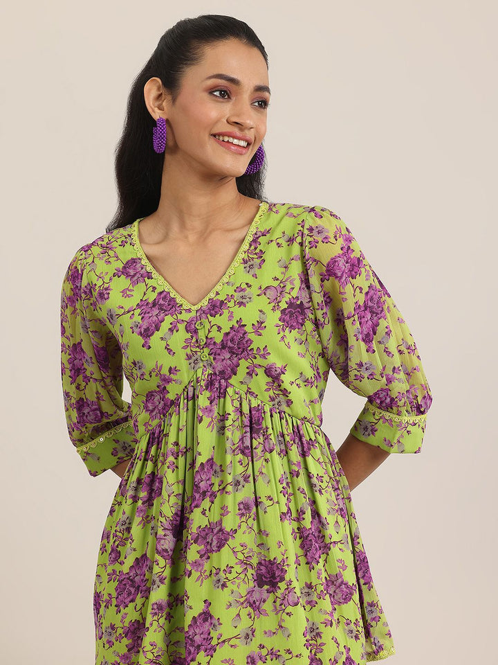 Libas Plus Size Floral Embroidered Straight Kurta With Palazzo & Dupatta
