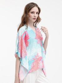 RAREISM Arial Abstract Print Extended Sleeves Linen Kaftan Top