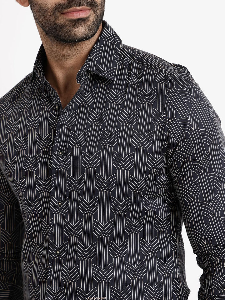 RARE RABBIT Slim Fit Printed Cotton Casual Shirt