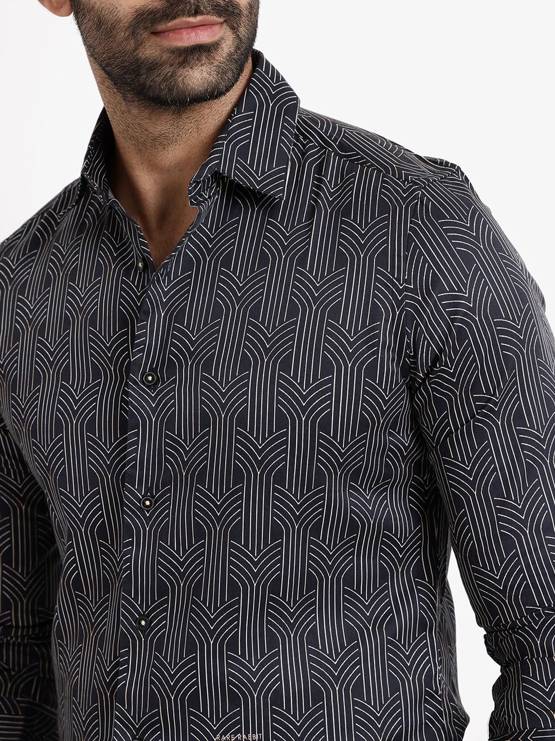 RARE RABBIT Slim Fit Printed Cotton Casual Shirt