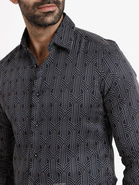 RARE RABBIT Slim Fit Printed Cotton Casual Shirt