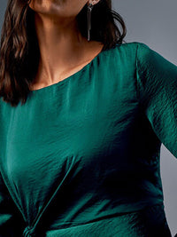 AND Round Neck Cuffed Sleeves Top