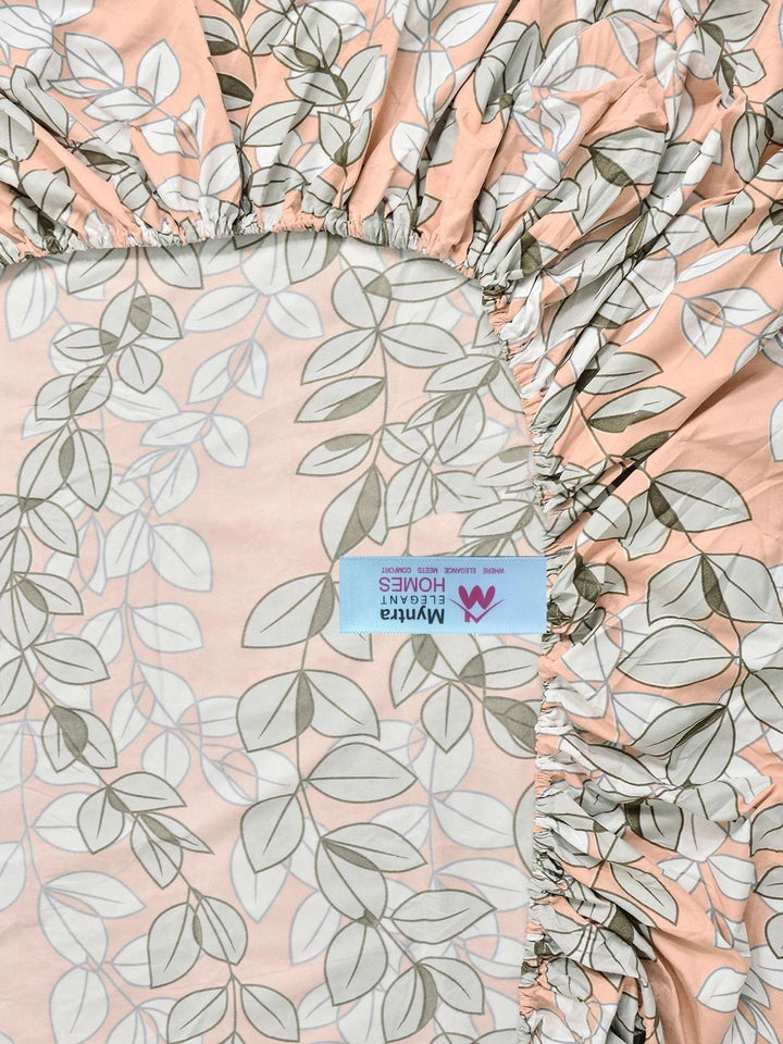 Myntra Elegant Homes Orange Floral 300 TC King Bedsheet with 2 Pillow Covers