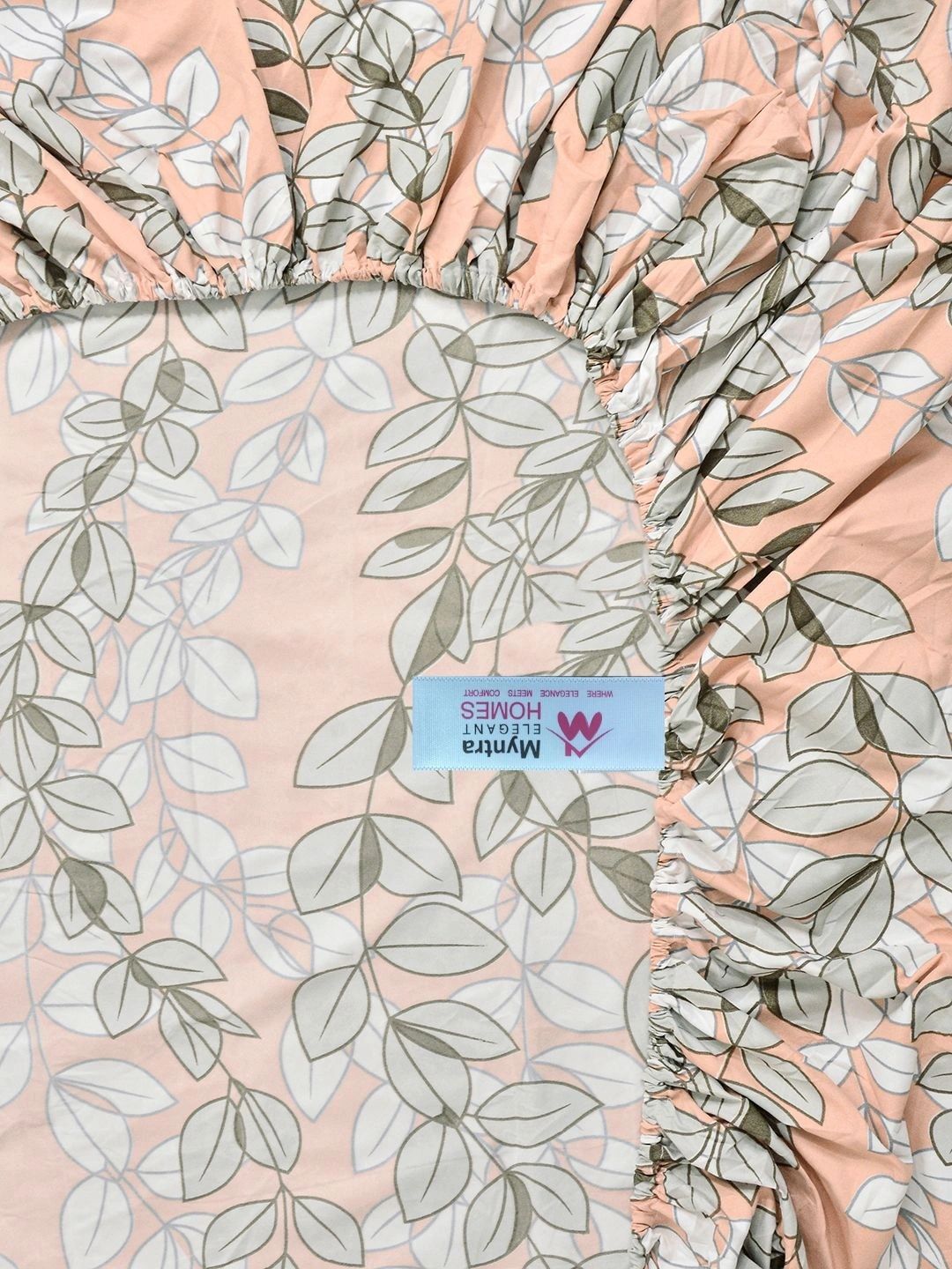 Myntra Elegant Homes Orange Floral 300 TC King Bedsheet with 2 Pillow Covers
