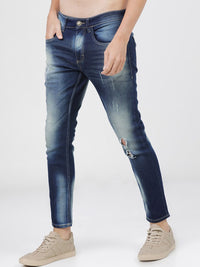 HIGHLANDER Men Blue Tapered Fit Mildly Distressed Heavy Fade Jeans