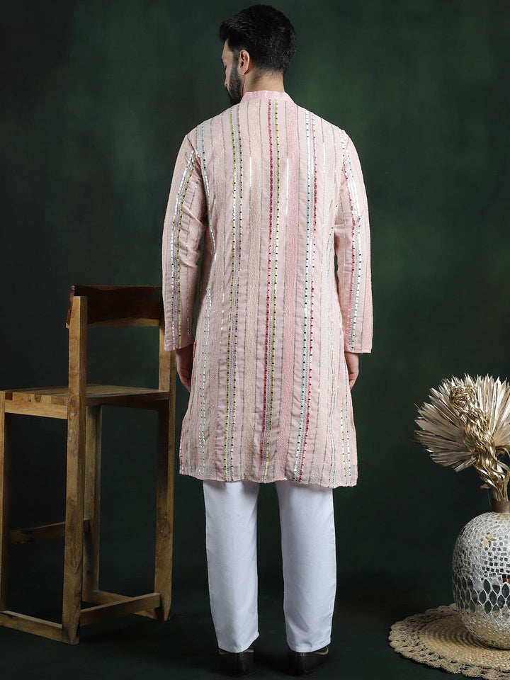 SOJANYA LUXE Kurta Kolar Mandarin Lengan Panjang Sulam Biasa dengan Piyama