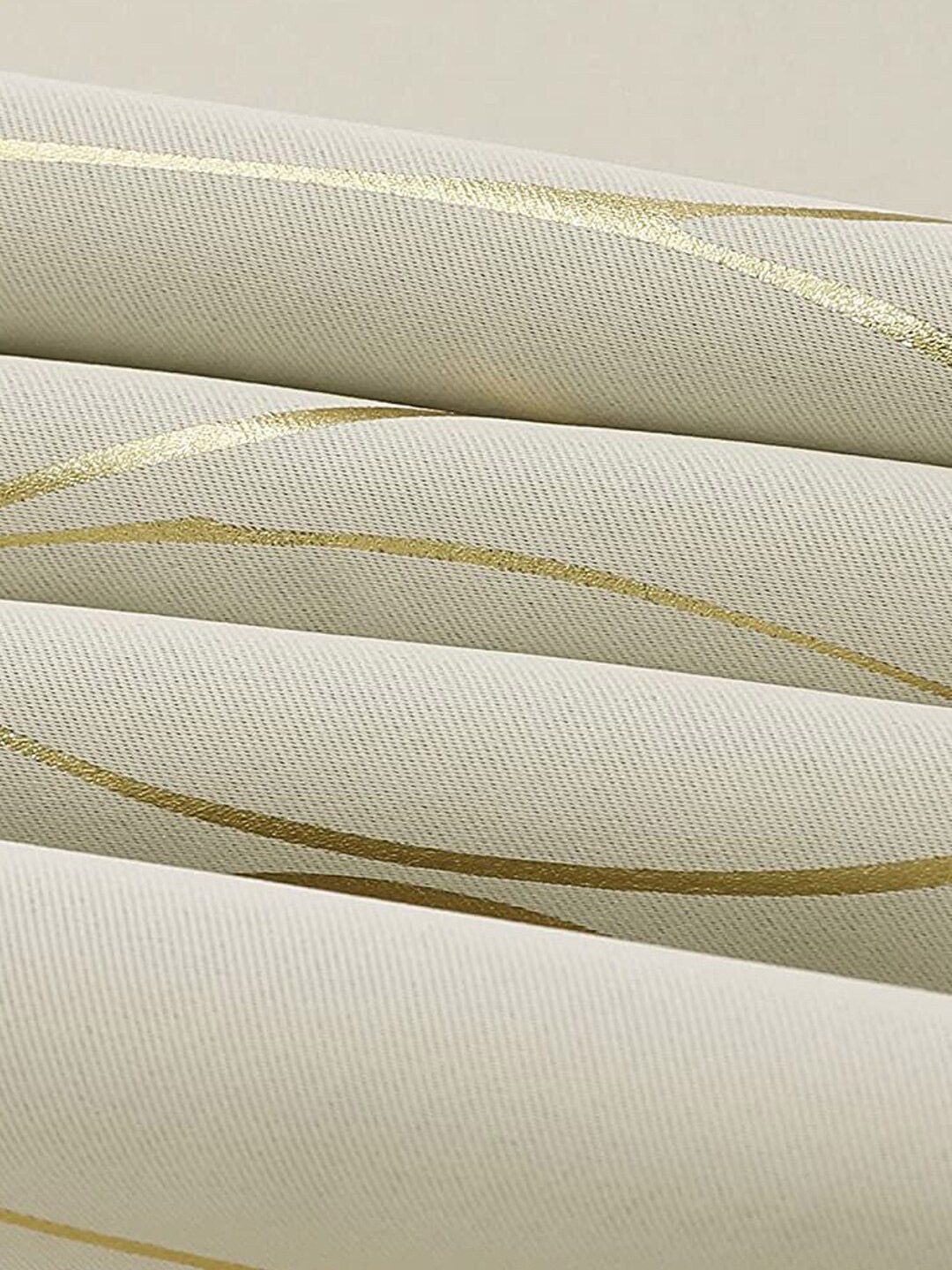 URBAN SPACE Gold Foil Beige & Gold-Toned Abstract Black Out Door Curtain