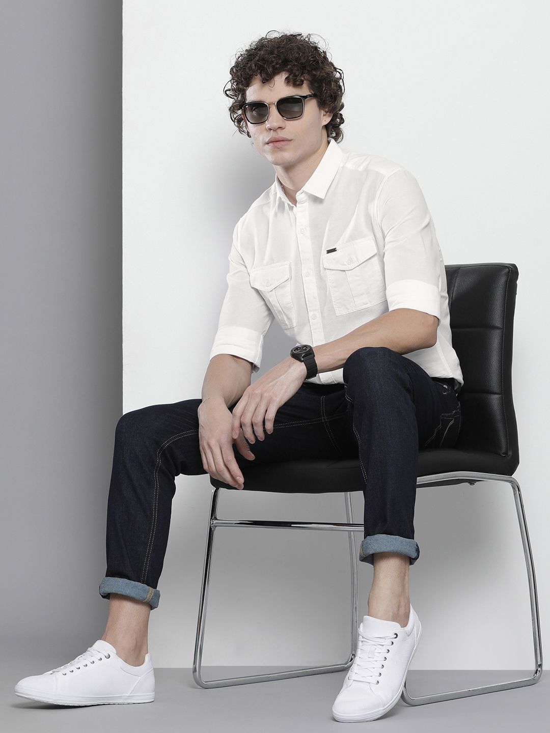The Indian Garage Co Men Solid Pure Cotton Casual Shirt