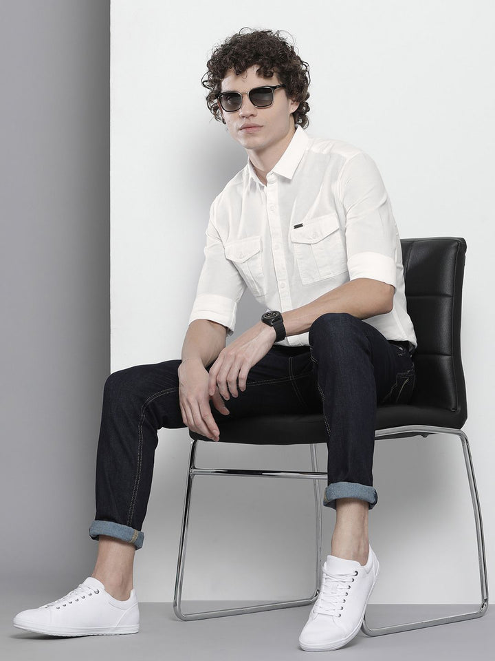 The Indian Garage Co Men Solid Pure Cotton Casual Shirt