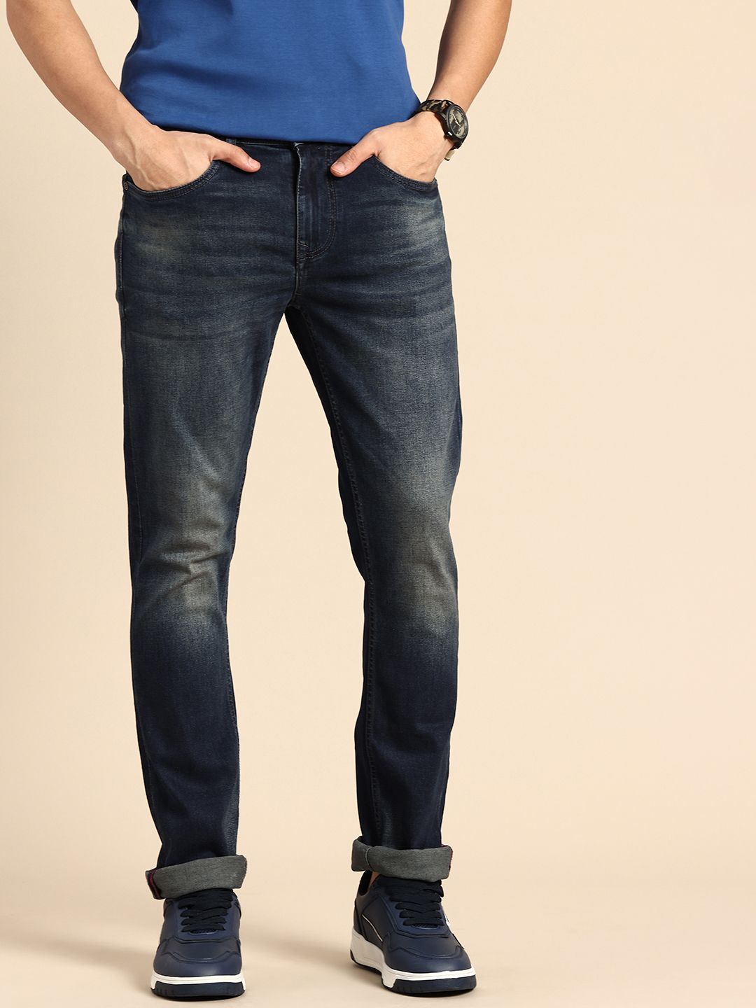 Being Human Men Slim Straight Fit Heavy Fade Stretchable Jeans
