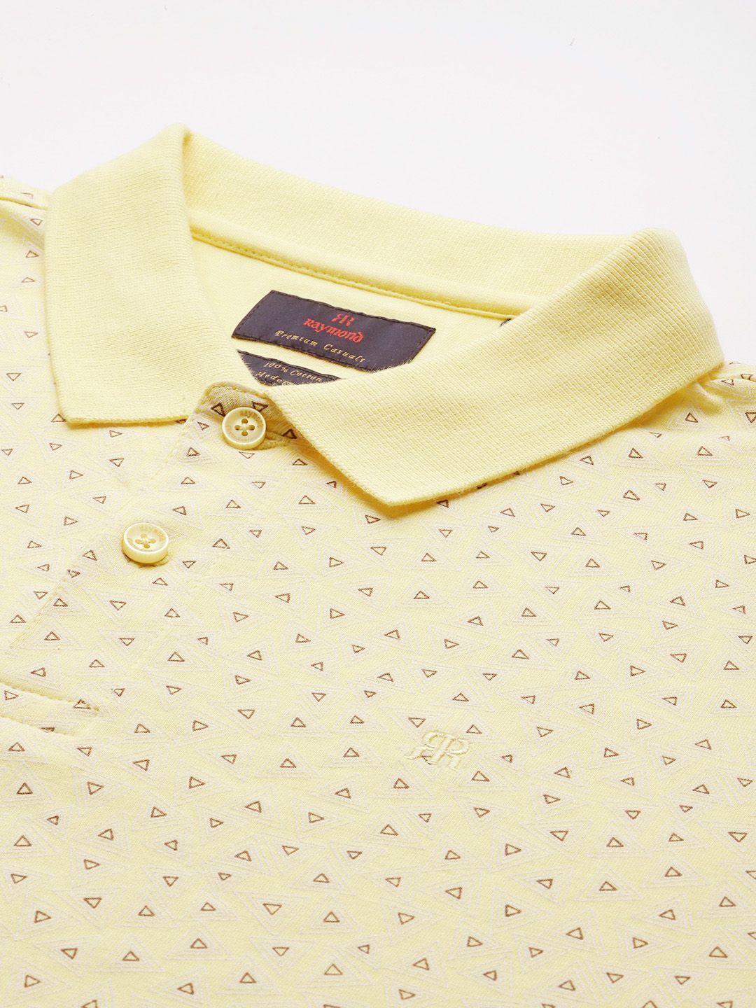 Raymond Geometric Printed Pure Cotton Modern Fit Polo Collar T-shirt
