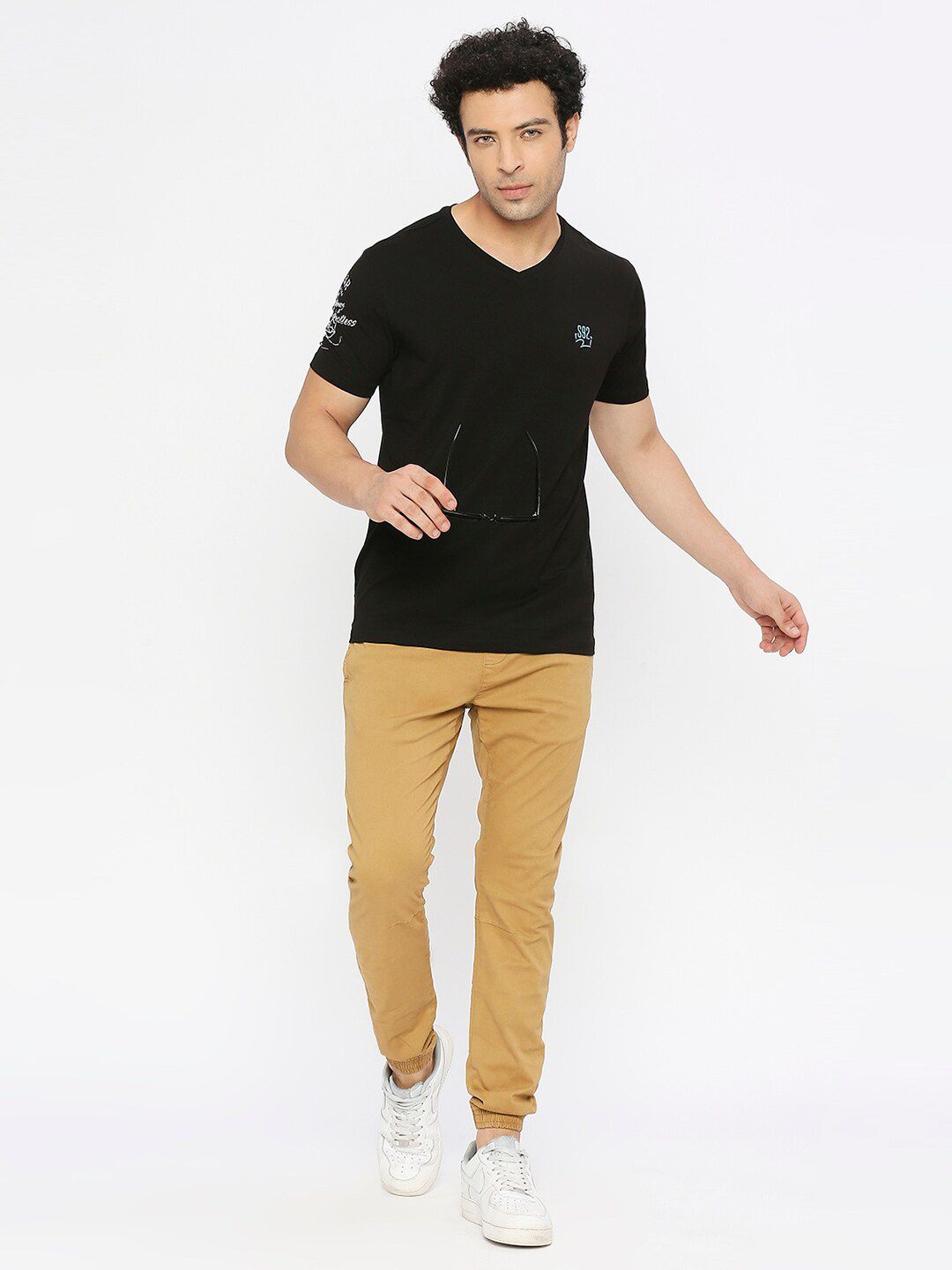SPYKAR V-Neck Short Sleeves Cotton Casual T-Shirt