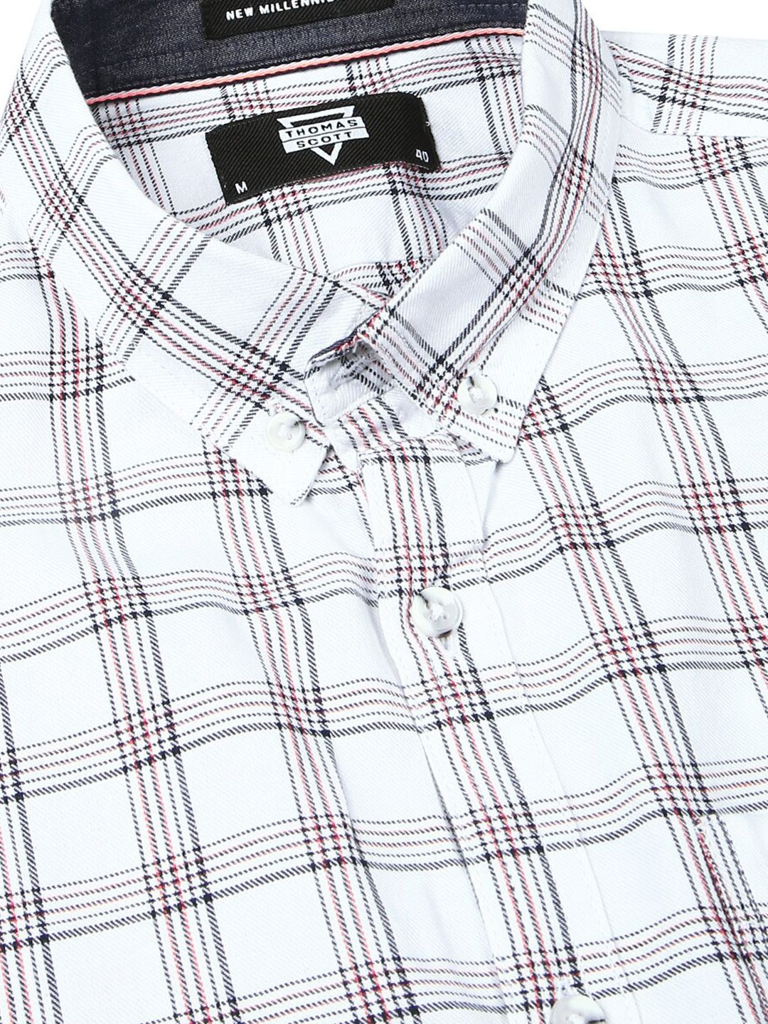 Thomas Scott Standard Slim Fit Tartan Checks Pure Cotton Casual Shirt