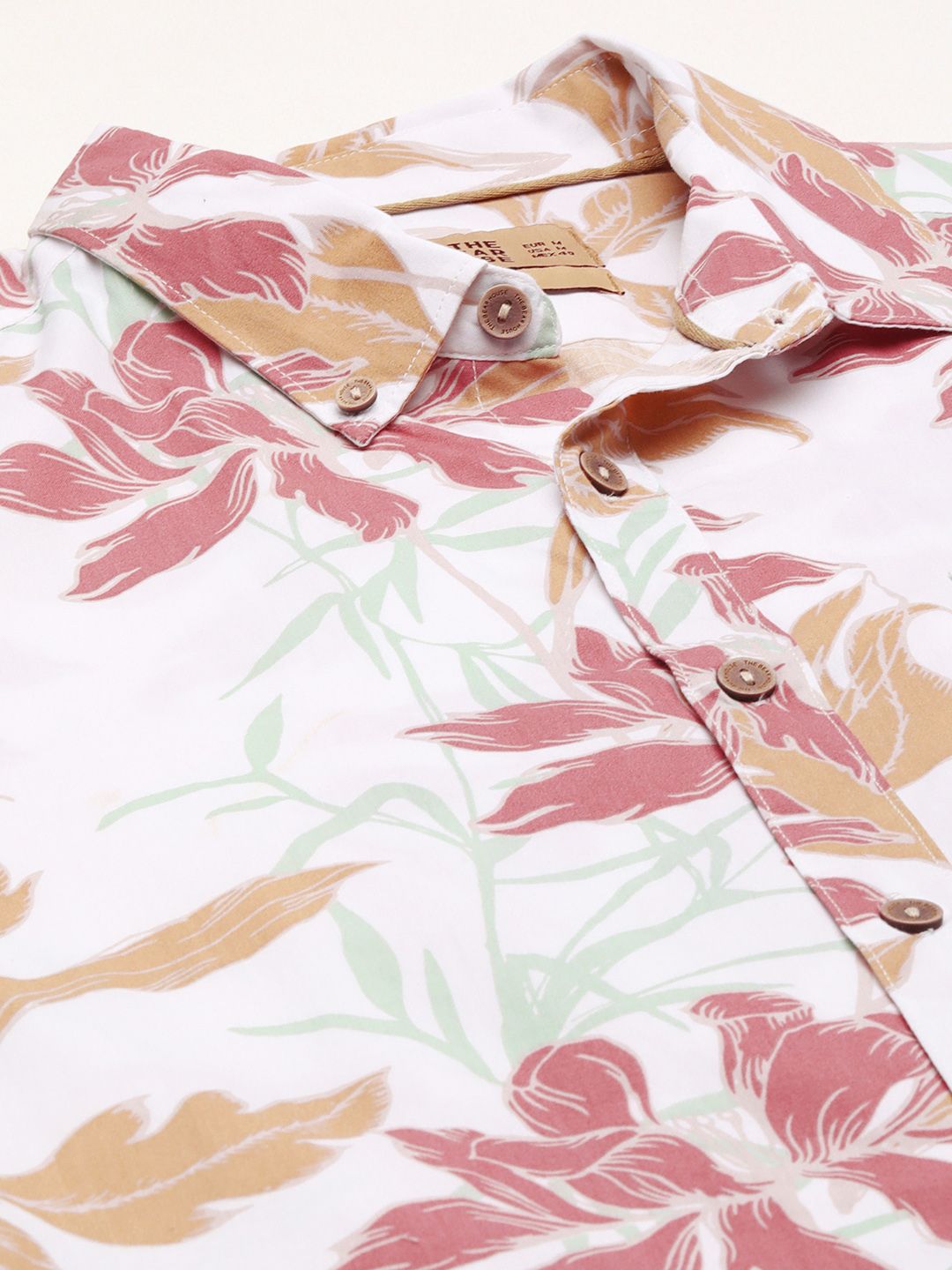 THE BEAR HOUSE Men White Slim Fit Floral Print Pure Cotton Casual Shirt