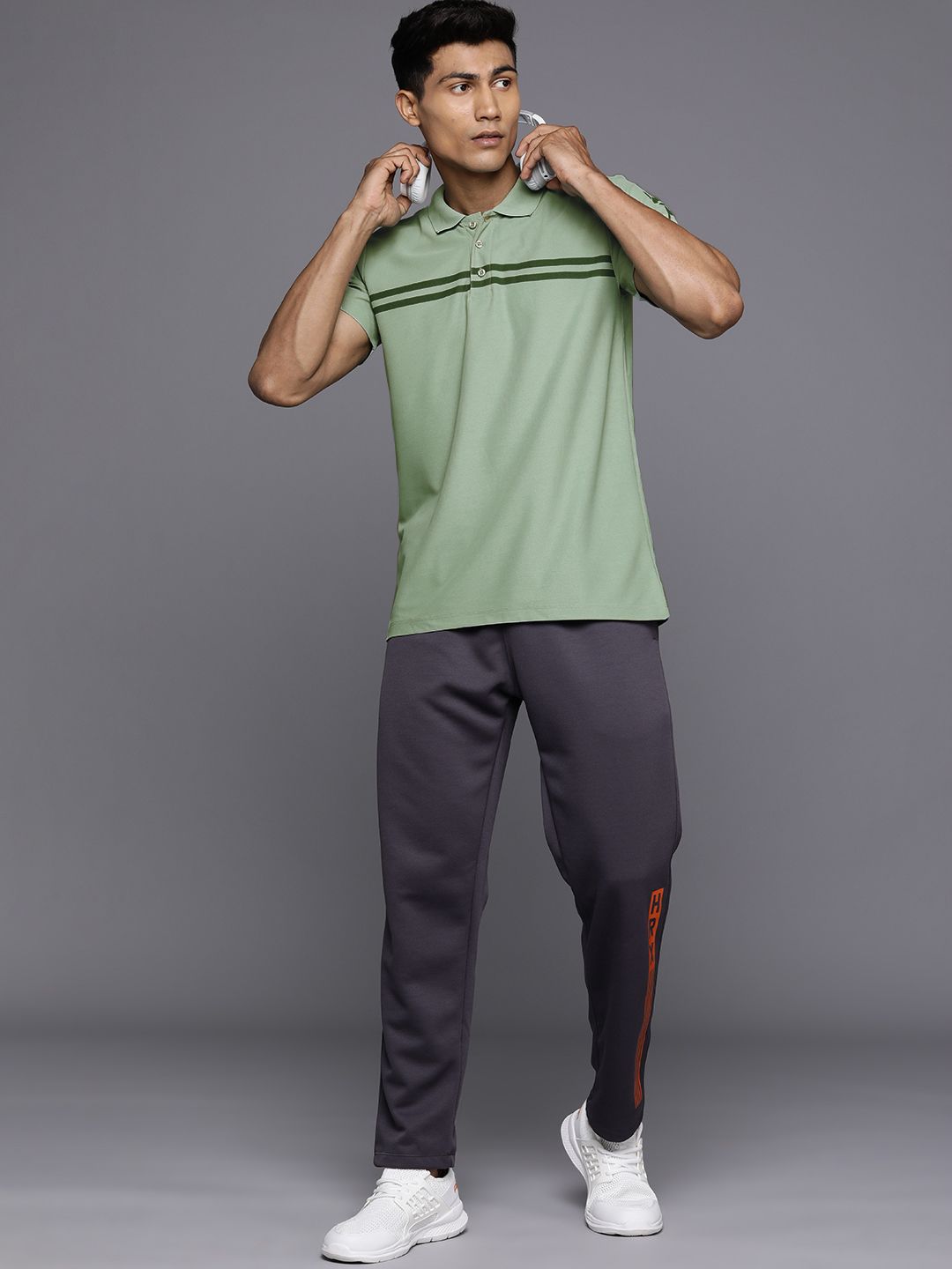 HRX by Hrithik Roshan Men Striped Polo Collar T-shirt